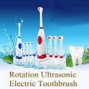 Waterproof Rotation Ultrasonic Electric Toothbrush With 3pcs Replacement Brush Head