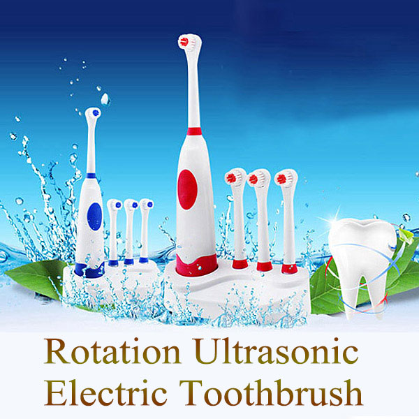 Waterproof Rotation Ultrasonic Electric Toothbrush With 3pcs Replacement Brush Head