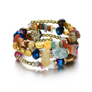 Bohemian Crushed Stone Bracelet Multi Layer Beaded Bracelet Mix Color Crystal Women Bracelet