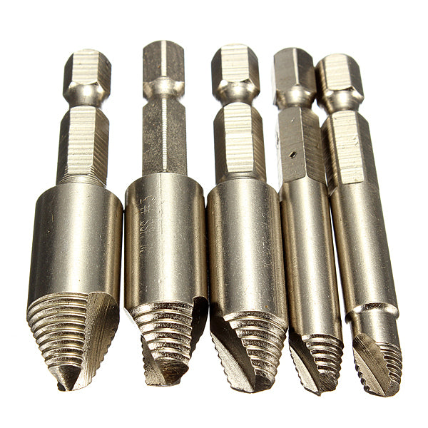 5PCS Screw Easy Speed Out Extractor Remover Hex shank Drill Set