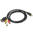 1.5m 5Ft HDTV HDMI to VGA HD-15 3 RCA Converter Adapter Connector Wire