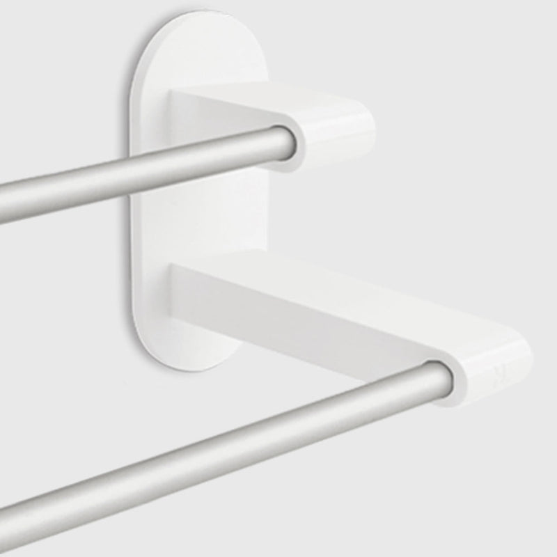 8H Towel Rack Holder WHITE 3M Tape Double Rod Storage