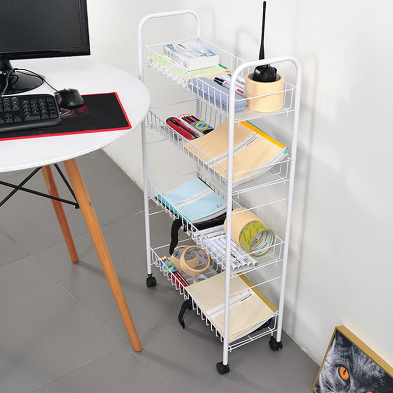 Rolling 3/4 Tiers Slim Cabinet Cart Shelf Kitchen Storage Rack With Wheel Bathroom Shelf