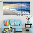 Miico Hand Painted Three Combination Decorative Paintings Seaside Scenery Wall Art For Home Decoration