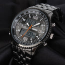 SKMEI 1032 Dual Display Digital Watch High Quality Stainless Steel Men Luminous Alarm Sport Watch