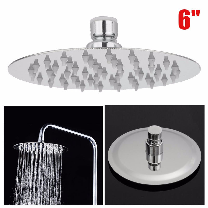 360 6 Inch Round Stainless Steel Ultra Thin Rainfall Shower Head Bathroom Sprayer