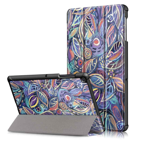 Tri-Fold Pringting Tablet Case Cover for Samsung Galaxy Tab S5E SM-T7290 SM-T725 Tablet - Tree Leaves