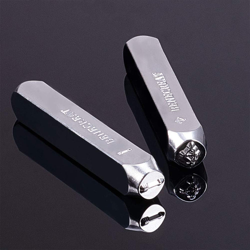 BENECREAT 12 PCS (6mm 1/4") Metal Design Stamps Punch Stamping Tool Electroplated Hard Carbon Steel Tools Stamp/Punch Metal Jewelry Leather Craft Tool
