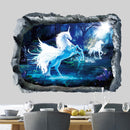 Miico Creative 3D Unicorn Broken Wall Removable Home Room Decorative Wall Decor Sticker