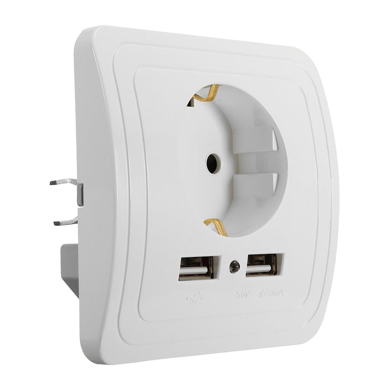 Excellway 1.5A/2A Dual USB Ports Wall Charger Power Adapter Socket Outlet Panel EU Plug Mount