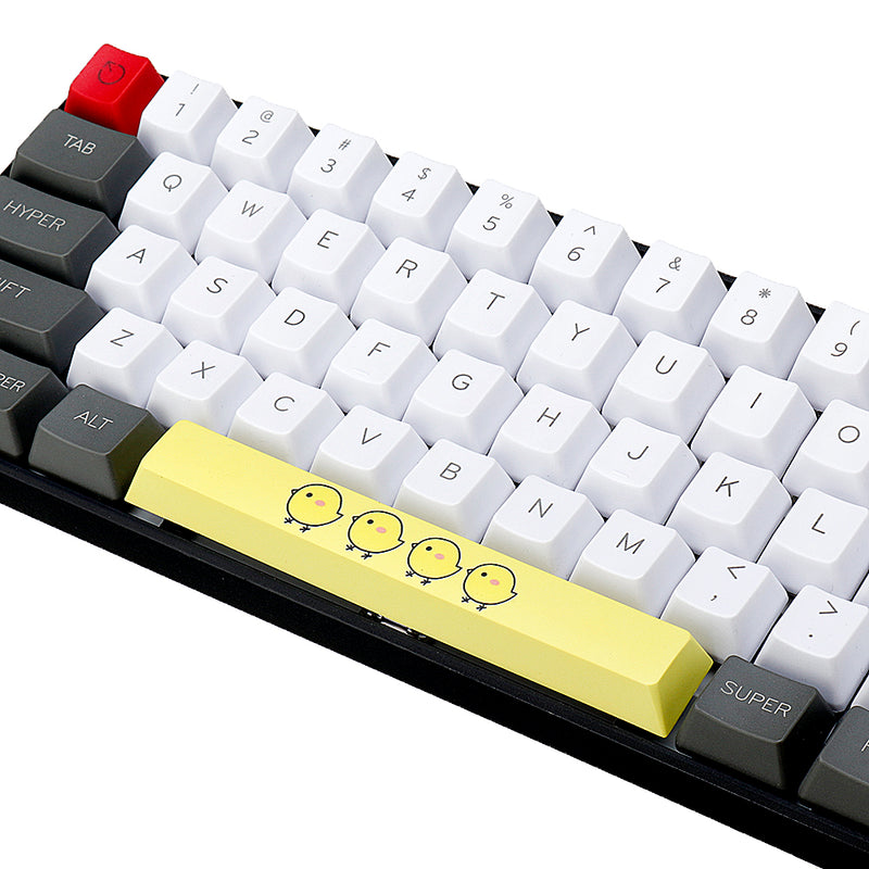 Five-sided Dyesub PBT Yellow Chicks Space Bar 6.25u Novelty Keycap