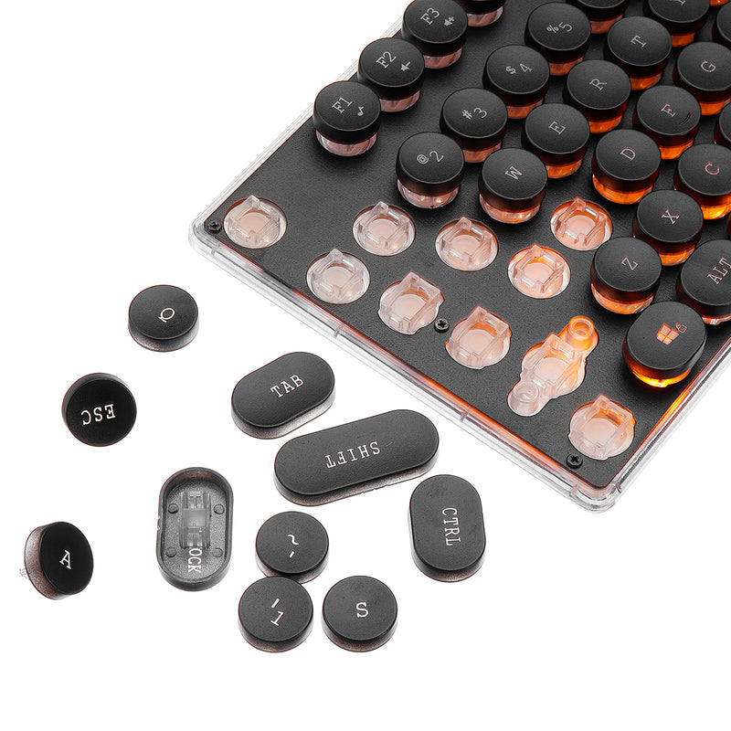 104 Keys Retro Round Keycaps Rainbow Orange Backlight Wired Gaming Mechanical Keyboard