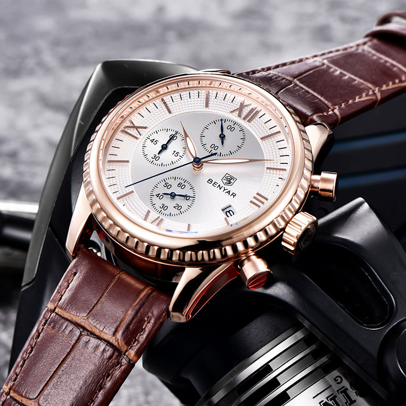 Benyar 5129X Business Men Watch 3ATM Waterproof Luminous Display Calendar Quartz Watch