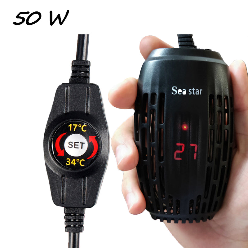 50/100W LED Aquarium Heater Submersible Fish Turtle Tank Thermostat Gauge Cartridge Heater