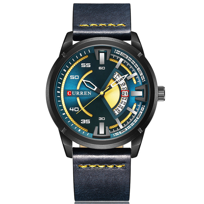 CURREN 8298 Fashionable Date Display Quartz Watch Leather Strap Sport Men Watches