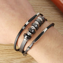 Multilayers Leather Stainless Steel Men Bracelet Jewelry Clothing Accessories
