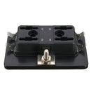 4 Way Side Terminal Bussed Power Blade Fuse Box Block Holder with Cover for Car
