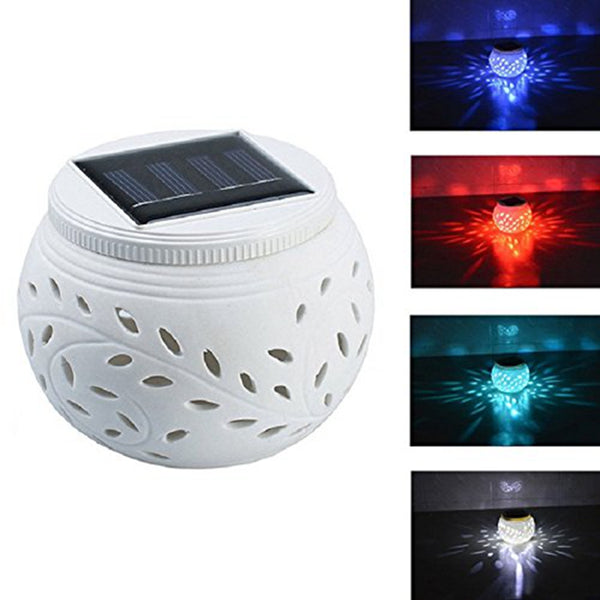 Solar Power Colorful Outdoor Garden Lawn Decoration Light Lantern Ceramics Table Night Lamp