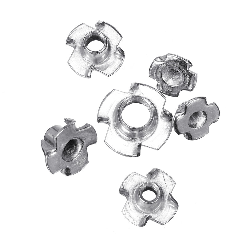 Suleve CSTN3 90Pcs Four Prong T Nut Inserts Carbon Steel Zinc Plated For Wood M3/M4/M5/M6/M8 Nut Assortment Kits