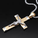 Stainless Steel Christ Jesus Cross Crucifix Patterned Pendant Necklace Chain