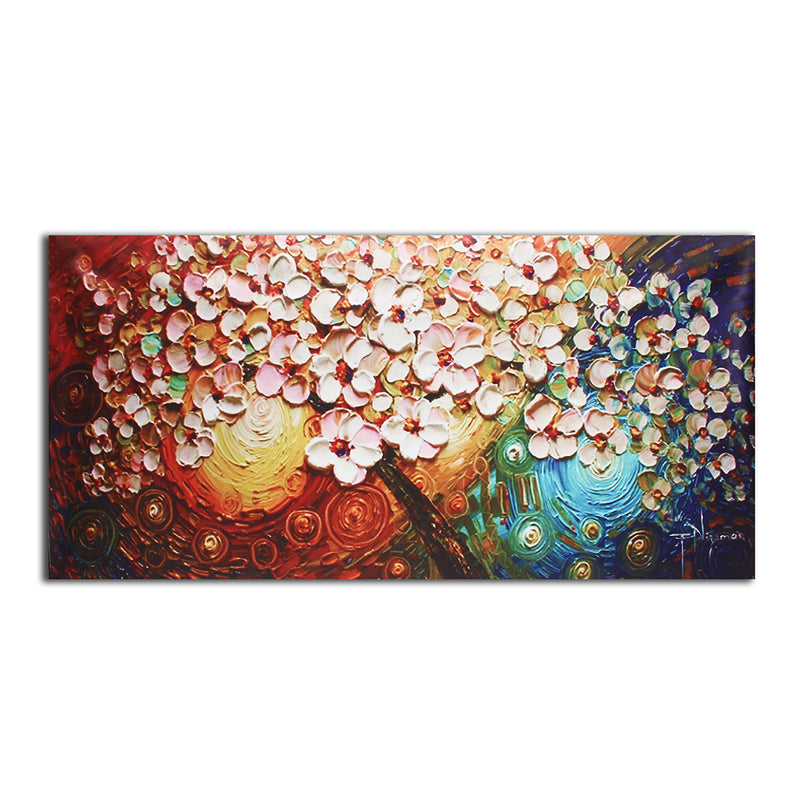 Hand-Painted Flower Tree Canvas Abstract Paintings Art Wall Poster Decor Unframed
