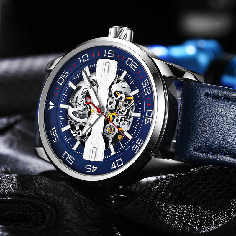 OCHSTIN 62002 Automatic Mechanical Watch Business Style Leather Strap Men Watches