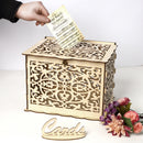 DIY Wedding Gift Card Box Wooden Money Storage with Lock Decor Supplies