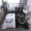 3 PCS Bedding Sets White And Black Quilt Cover Pillowcase For Queen Size