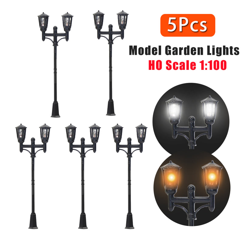 5Pcs Model Railway Train Lamp Post Street Light 1:100 HO Scale LED Scenery