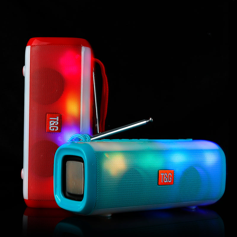 Portable bluetooth Wireless Speaker Dual Drivers FM Radio TF Card 3D Stereo LED Light Subwoofer with Mic