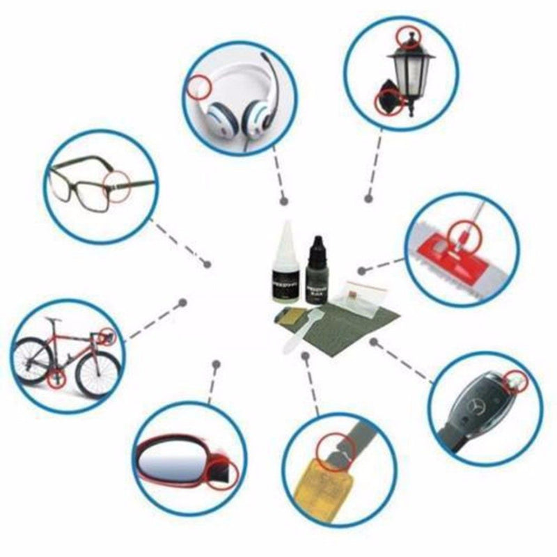 Strong Powder Adhesive Glue Kit Set 7 Second Quick Bonding Speedy Fix Repair Glue