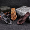Men Leather Flip Flops Thick Bottom Comfortable Beach Can Be Immersed In Seawater Durable Shoes