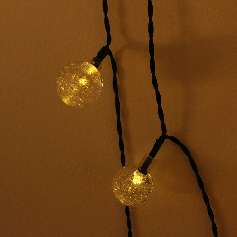 6m 30LED Waterproof Solar Powered Light String Retro Crystal Ball Bulb String Decor Lamp