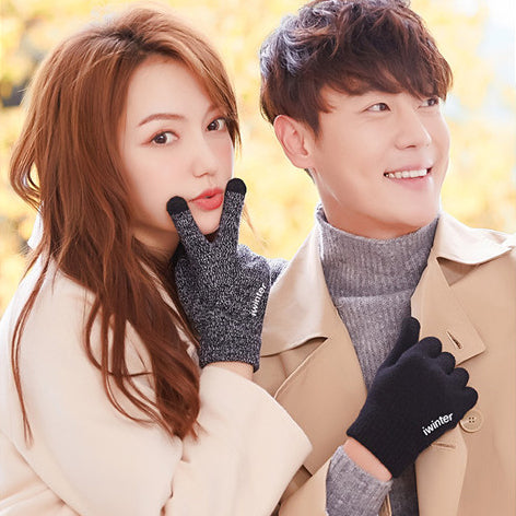 Bakeey Winter Fashion Couple Non-slip Three Fingers Touch Screen Knitted Gloves Thicken Warm Fleece Gloves Mittens Outdoors Motorcycle Riding Touch-screen Glove