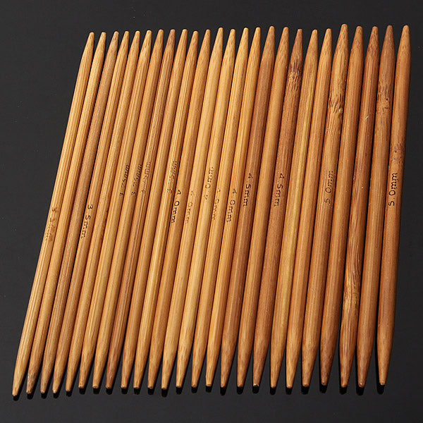 55pcs 11 Sizes Carbonized Bamboo Double Pointed Knitting Needles Hat Sweater Scarf Crochet Hook