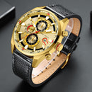 MINIFOCUS 0202G Fashion Business Men Watch Waterproof Leather Strap Large Dial Male Quartz Watch