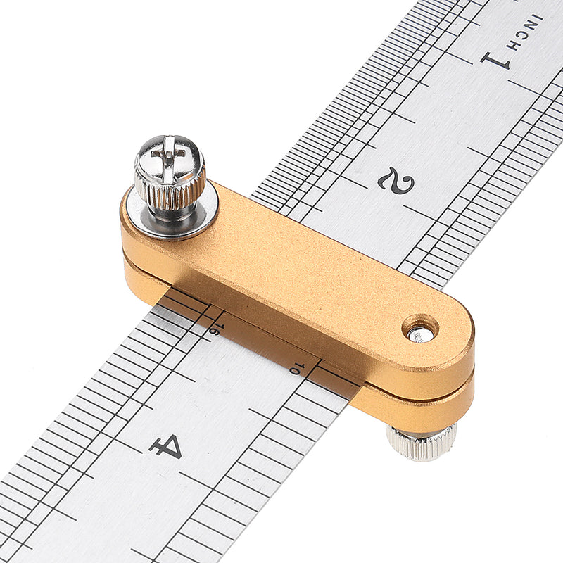 Woodworking Metric and Inch Parallel Line Scribe Ruler Positioning Measuring Ruler 300mm Precision Marking T-Ruler Woodworking Tool