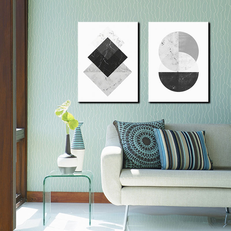 Miico Hand Painted Combination Decorative Paintings Geometric Patterns Wall Art For Home Decoration