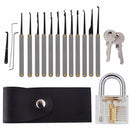 DANIU 12pcs Unlocking Lock Pick Set + 10pcs Key Extractor Set +1pc Transparent Practice Padlock