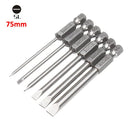 BROPPE 6Pcs 75mm Magnetic 2.0-6.0mm Flat Head Slotted Tip Screwdrivers Bits