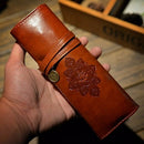 Vintage Retro Luxury Roll Leather Make Up Cosmetic Pen Pencil Case Pouch Purse Bag for School