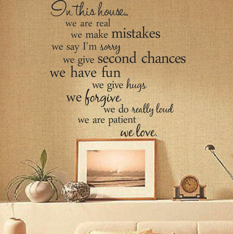 60X56CM In This House English Letter Proverbs Wall Stickers Home Decoration