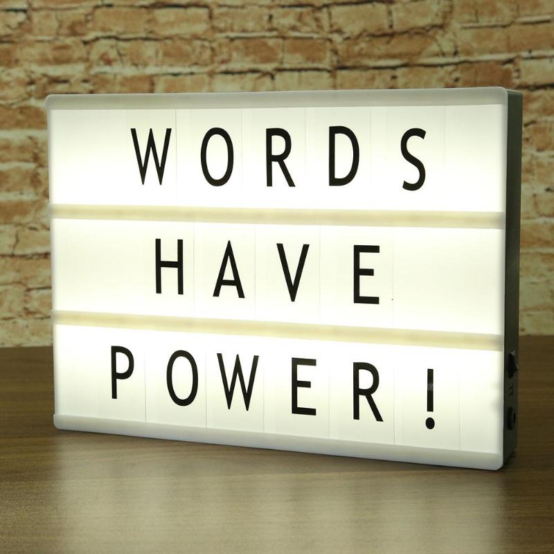 DIY Alphabet Symbol Card Night Light Remote Control Timing Dimming A4 LED Box Advertising Lamp