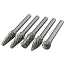 Drillpro RB29 5pcs 1/4 Inch Shank 10mm Tungsten Carbide Burr Rotary Cutter file Set Engraving Tool