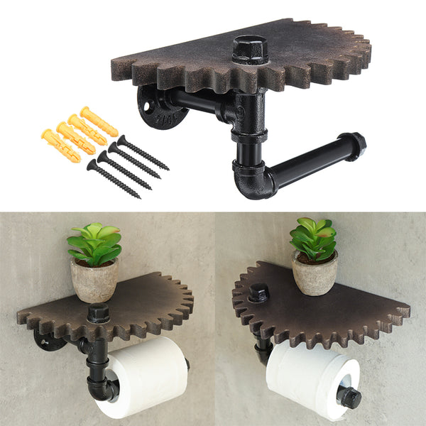 Retro Wood Vintage Industrial Decor Hanging Rack Tissue Paper Shelf Holder Wall Shelf