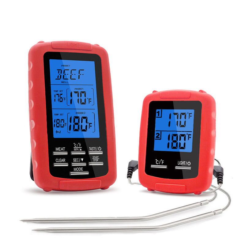 Digital BBQ Thermometer Kitchen Oven Food Cooking Grill Smoker Meat Thermometer with Probe and Timer Temperature Alarm