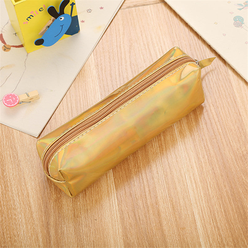 Holographic Stationery Pen Pencil Bag Larger Capacity Case Zip Makeup Cosmetic