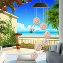 Color Changing Solar LED Rattan Balls Hanging Spiral String Wind Chimes Lamp Light