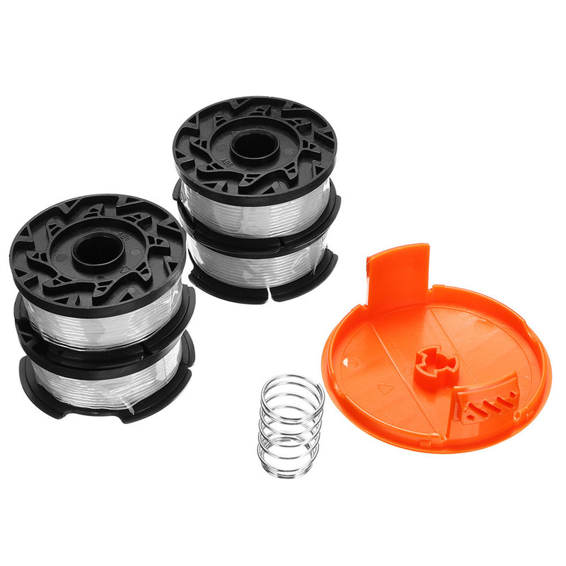 4pcs 30 Inch Trimmer Line With Replacement Spool Cap Cover / Spring For BLACK/DECKER String Trimmers
