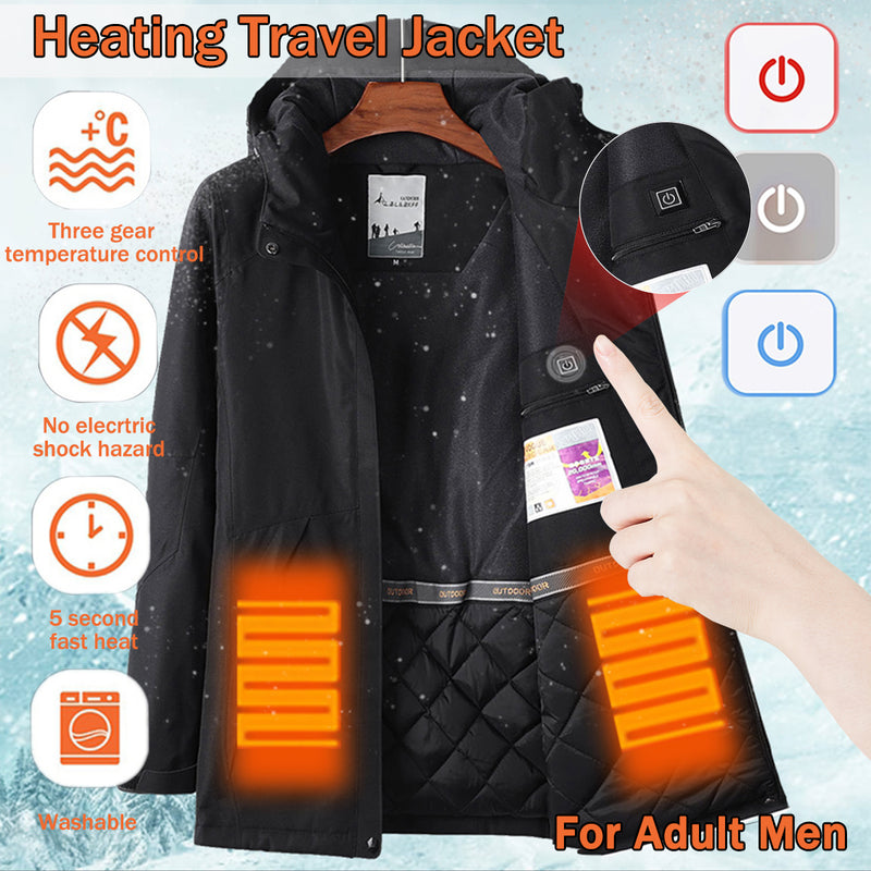 Man Electronic USB Heated Jacket Intelligent Heating Hooded Work Motorcycle Skiing Riding Coat